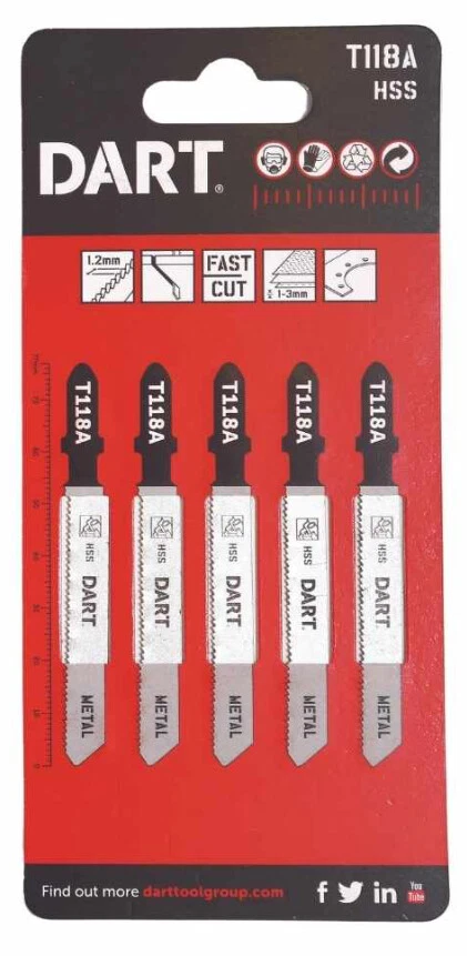 Dart T118A Jigsaw Blades For Metal 5 Pack Cutting Thin Sheet DIY