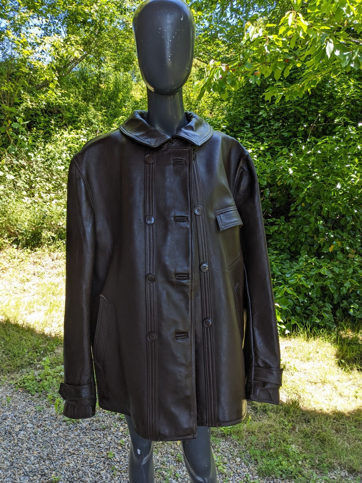 Antique coat jacket work leather coat 1950s 60s Le Corbusier