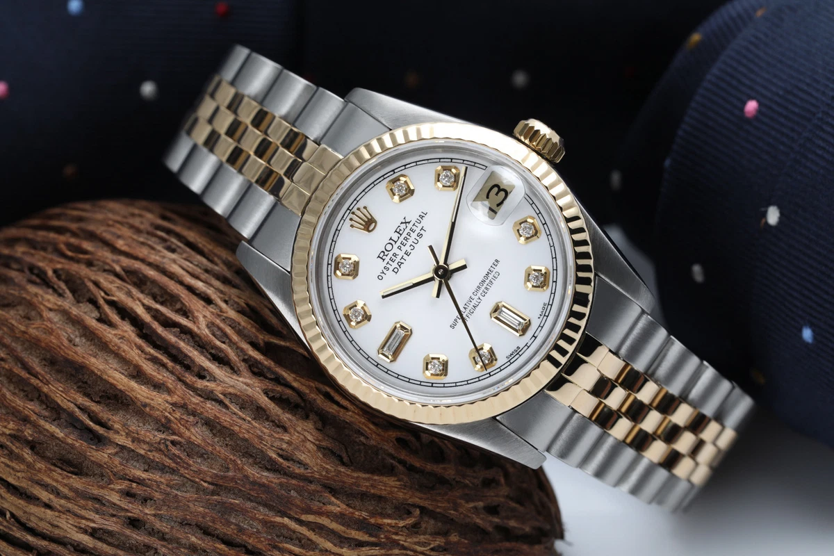 Rolex Datejust 31 mm White Dial with Diamond Accent Womens 2 Tone Watch