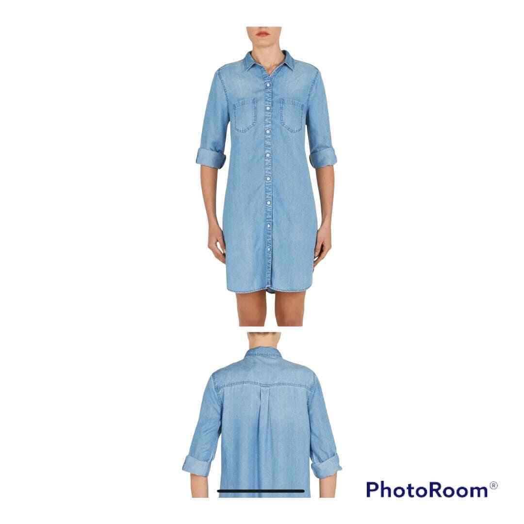 beach lunch lounge chambray dress Brittany Chambray Collared Short Dress main image 1