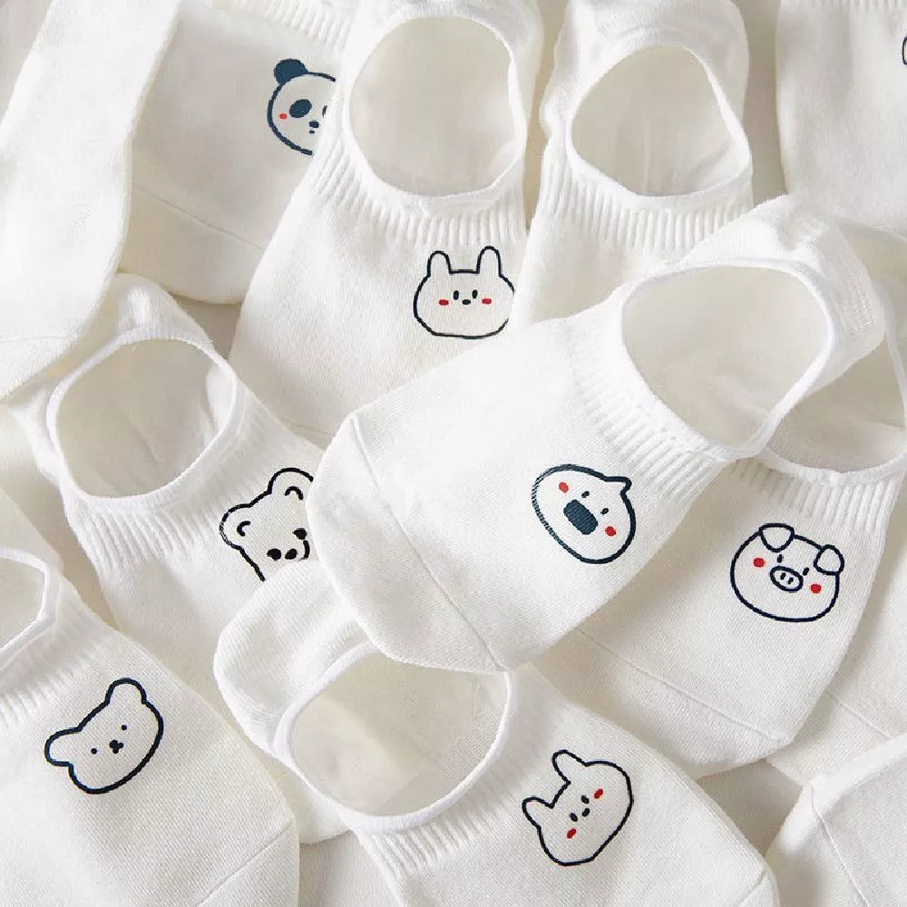 Absorb Sweat White Cotton Non slip Women s Socks Shallow Mouth