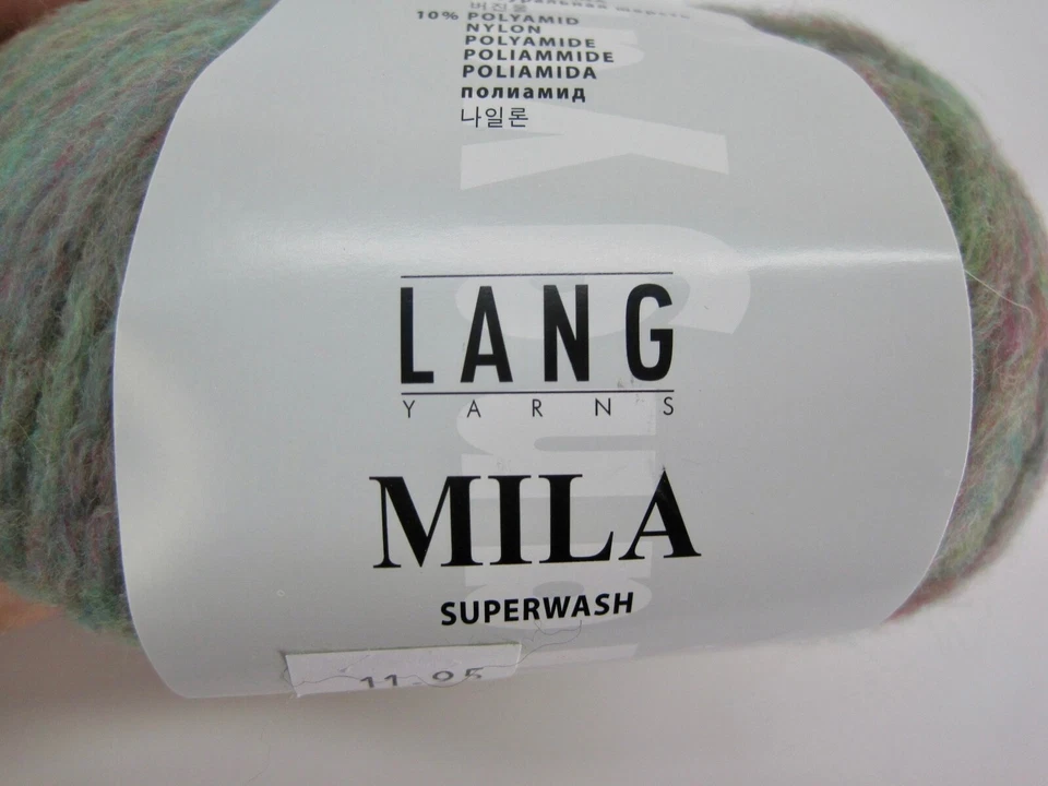 Lang Yarns Mila Superwash Wool Multicolor Green Purple Italy Ball Yarn - Image 3 of 4