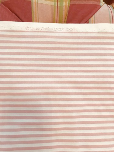 Laura Ashley Pink And White Stripe Fabric 7.5 Yds, One Uncut Piece