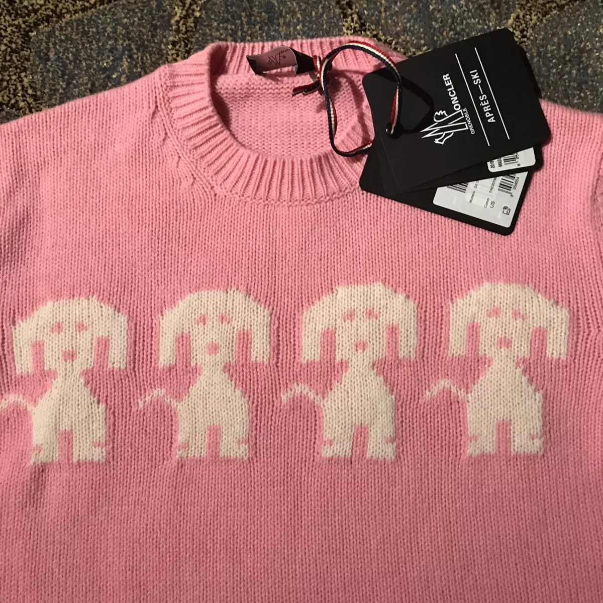 Moncler Women s Grenoble Long Sleeve Dog Intarsia Pullover Sweater