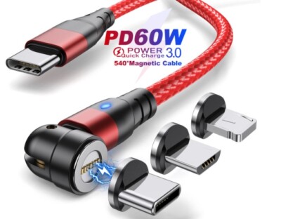 Magnet Schnell Ladekabel 3in1 Handy für Apple iPhone Samsung Ipad Huawei Typ C