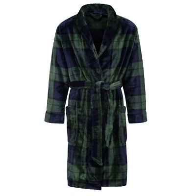CLUB ROOM Mens Dressing Gown Luxury Bath Robe Super Soft Long Sleeve Warm Fleece Housecoat