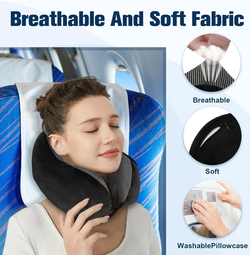 Emgthe 100% Memory Foam Travel Neck Pillow for Airplanes NWOT