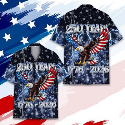 Patriotic USA American Flag Hawaiian Shirt Men Women Youth Summer Button Up