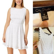 City Studio White Floral Lace Mini Dress-Size 9-NWT