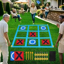 Outdoor Giant Tic Tac Toe Game for Kids Adult Family, Large Outside Lawn Yard Ba