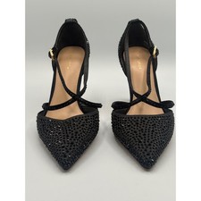Via Spiga V-Casablanca Black Suede Crystal Embellished Pumps Heels Size 6M