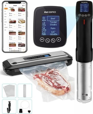 INKBIRD WIFI Sous Vide Cooker ISV-100W Bundle with INK-VS01 Vacuum Sealer Machin