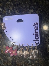 Claire's Crystal Hearts floral 4 Pair Stud Earrings New sensitive solutions