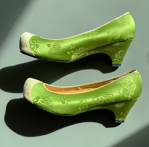 Korean Traditional Hanbok Shoes Flower Shoes for Women-Lighe Green/ 240mm / US 7