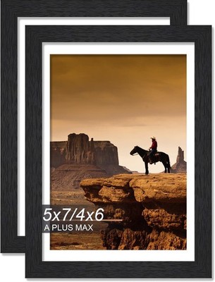 5X7 Picture Frame Set of 2, Black Picture Frames 5 X 7 Photo Frame with Hd Plexi