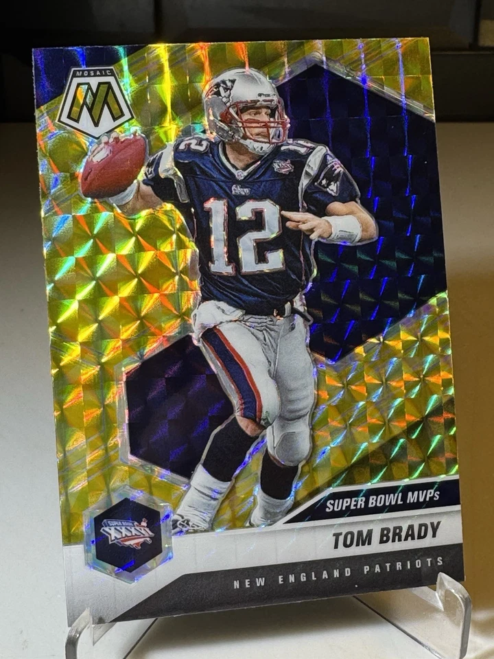 2021 Panini NFL Patriots TOM BRADY Yellow Mosaic Reactive Super Bowl 36 MVP's - Image 2 of 4