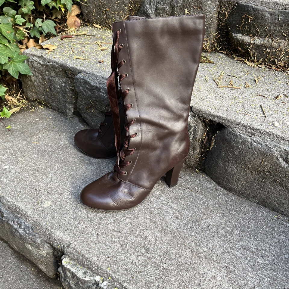 Hillard Hanson Mujer Botas Marrón Cremallera Punta Redonda EE. UU. 8.5 "Victoriano" Foto 2 de 4