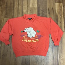 Vtg Ugly Christmas Sweatshirt Polar Bear Size L Women's Red Ugly 90s