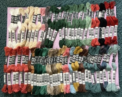 NEW DMC Flower Thread Fil Fleur Lot Of 64 Assorted Colors Skeins