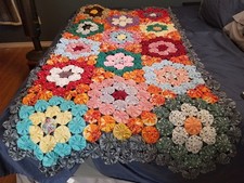 Vintage AMERICANA YoYo Quilt Bed Chair Cover Handmade approx 76x44