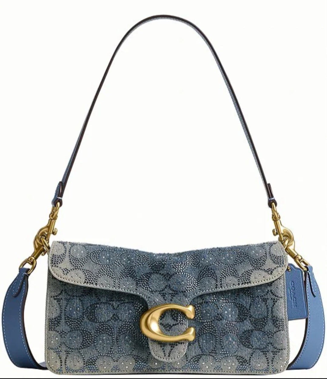 NWT COACH Crystal Signature Denim Tabby Shoulder Bag 26 Leather CEN85 Crossbody