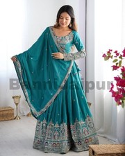 Sky Blue Blouse With Lehenga, Indian wedding Wear Heavy Lehenga Choli