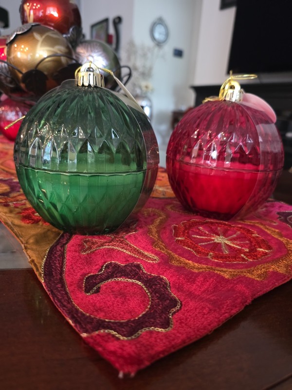 Christmas Candle Ornament Large Set, Red Joyful Pomander One Fine Pine 10oz New