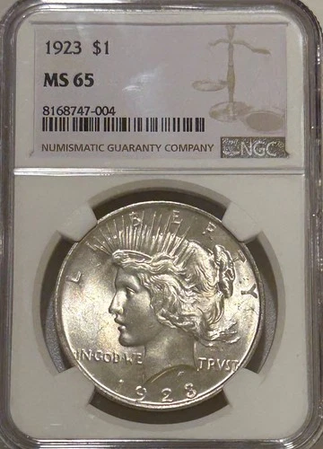 1923 P Peace Silver Dollar NGC MS65 Well Struck/Nice 65