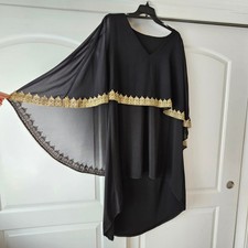 Black Gold Lace Hi Low Dress L Whimsigoth Dark Romantic Formal Evening Goth