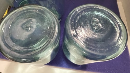 Vintage Blue Glass Ball Perfect Mason Quart Jars 1910-1933 Lot of 4 - Picture 5 of 6