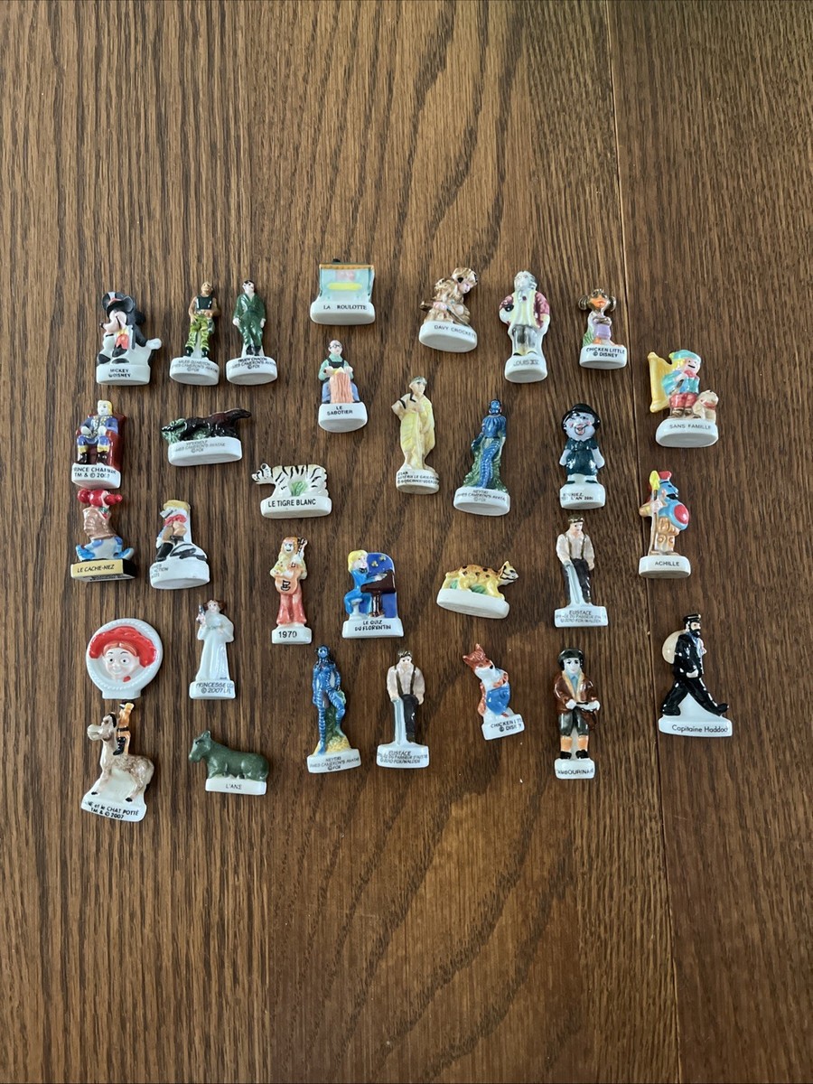 31 Labeled VTG French Feves, Miniature Porcelain Figurines, King