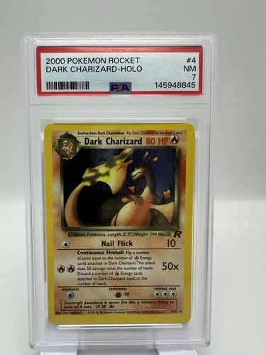 Vintage Pokémon TCG Team Rocket Dark Charizard 4/82 Holo PSA 7