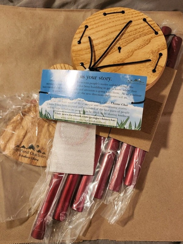 UpBlend Outdoors Wind Chime 29" Red With A "Be Boulder Rock"