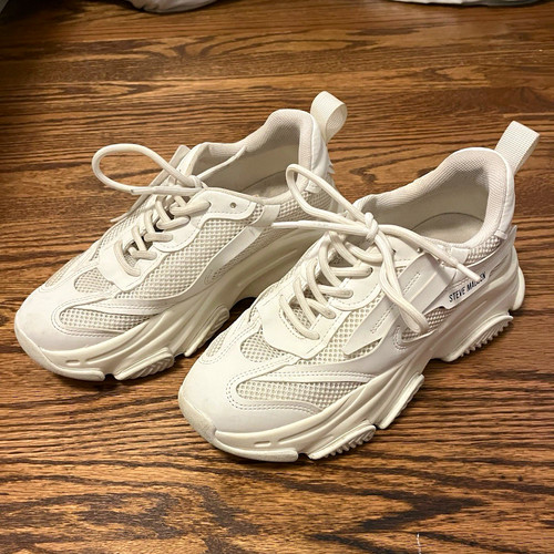 Steve Madden Possession White Low Top Lace-Up Athletic Sneakers Men’s