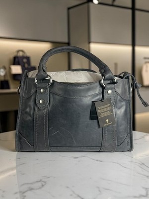 FRYE Leather Satchel Gray Genuine Italian Leather Handbag NWT 