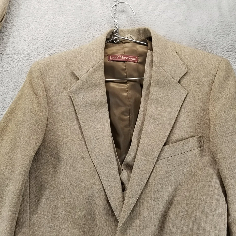 De Colección Levi's Traje de Acción Para Hombres 38 Largo Marrón 3 Piezas Sta-Prest Años 70 Chaleco Abrigo Pantalones Foto 2 de 4
