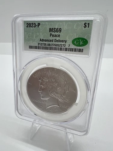2023 $1 Uncirculated Silver Peace Dollar CAC MS69  1oz Silver Coin