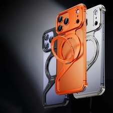 For iPhone 17 Pro Max 16 15 14 13 Z-Shaped Metal Frameless Magnetic Stand Case