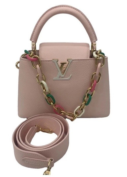 Louis Vuitton Capucines BB Pink Taurillon Enamel Chain Limited Edition Bag