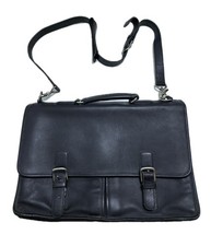 Vintage Coach Full Glove Tanned Black Leather 5328 Attach  Messenger Briefcase