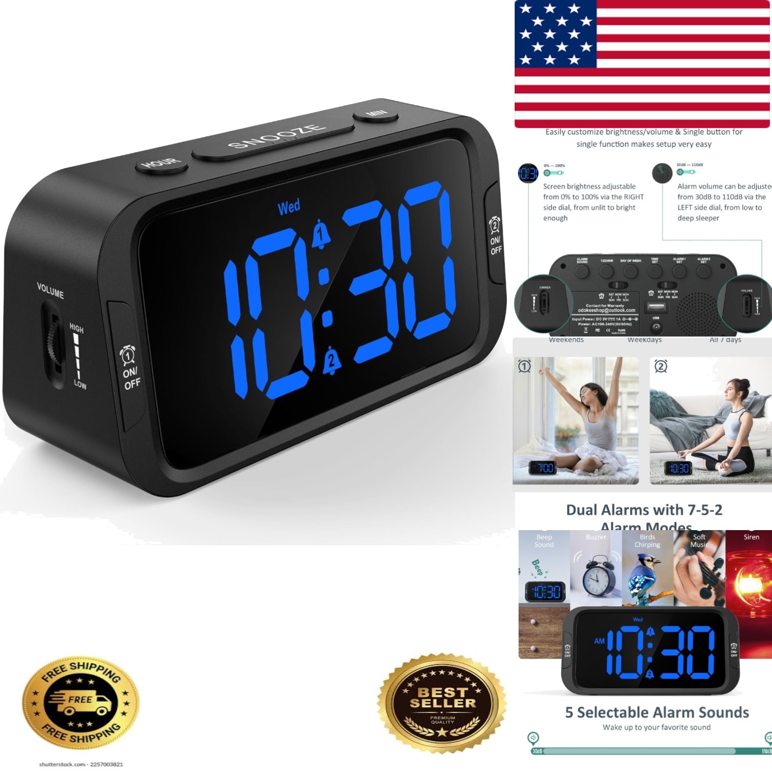 With Adjustable Brightness And Snooze