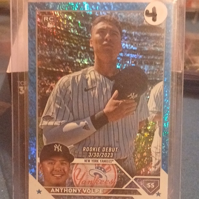 2023 Topps Update Series Anthony Volpe Rookie Debut Blue Foil #US77 /999 Yankees
