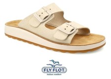Fly Flot Shoes Italy Slip On Slide Leather Sandal  FlyFlot 77G64 CC Ivory Suede
