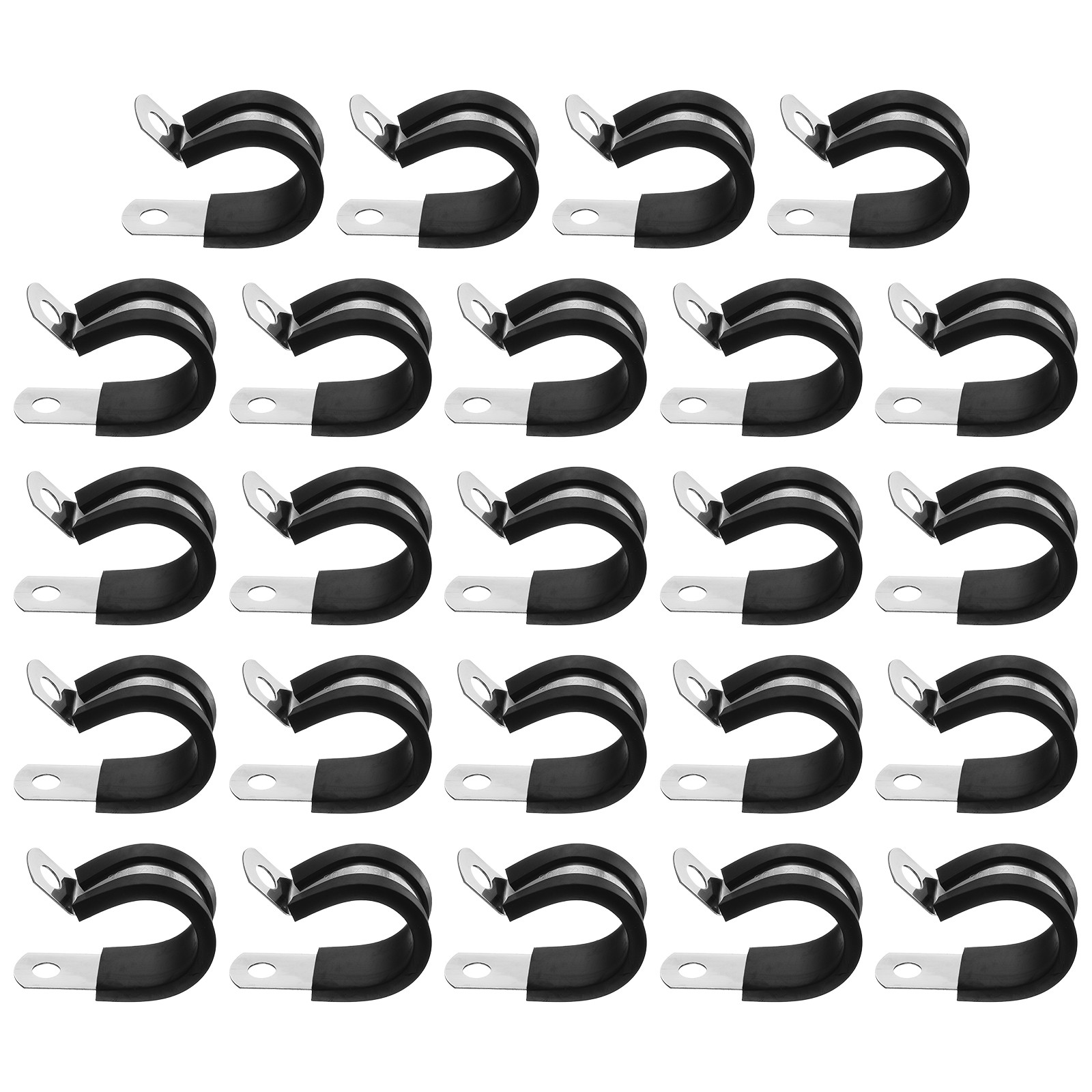 24Pcs Fascette in Acciaio Inossidabile per Tubo Gomma 19mm (3/4"), Nero