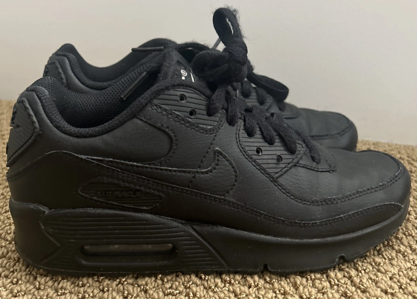 Nike Air Max 90 Scarpe Sneakers Triple Nero CD6864 001 Ragazzo Taglia 3 5