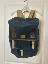 NWOT Will Leather Goods River 26L Rucksack Backpack Laptop Canvas Leather GREEN