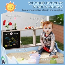 Kids Wooden Sandbox with Canopy, Bench Seats, Bottom Liner, Drawing Board Plan