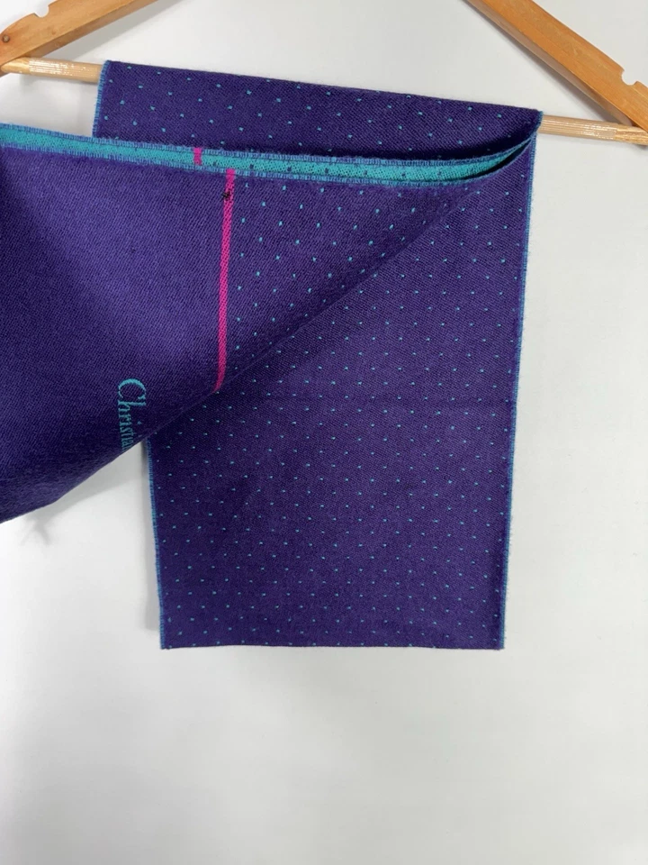 Bufanda Christian Dior Monsieur para hombre talla única verde púrpura 100 % lana Foto 3 de 4