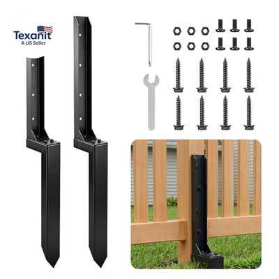 Fence Post Repair Kit   Heavy Duty Steel Fence Post Anchor for Leaning or Broken