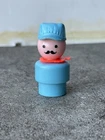vtg Fisher Price Little People Blue Outfit Engineer Train Conductor Wood Body